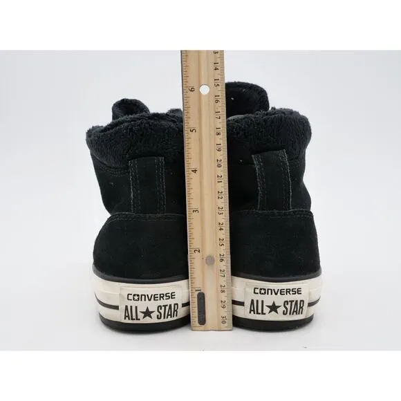 Converse Womens 8.5 Shoes Ember Hi Black Suede Faux Fur Lined Chuck Taylor