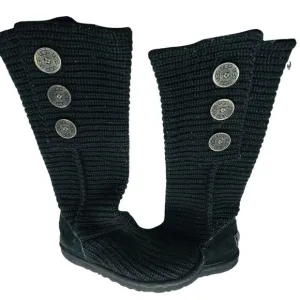 Copy - Ugg Shoes Classic Cardy Ugg Detailed Knit Boot Black #F3009J Euc Size 6