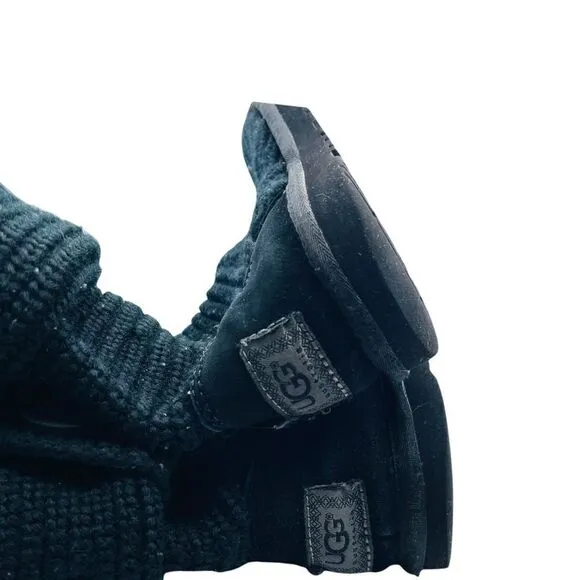 Copy - Ugg Shoes Classic Cardy Ugg Detailed Knit Boot Black #F3009J Euc Size 6
