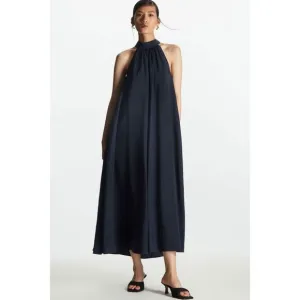 COS Halterneck Maxi Dress Navy
