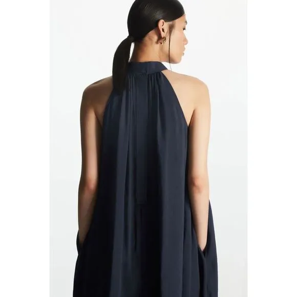 COS Halterneck Maxi Dress Navy