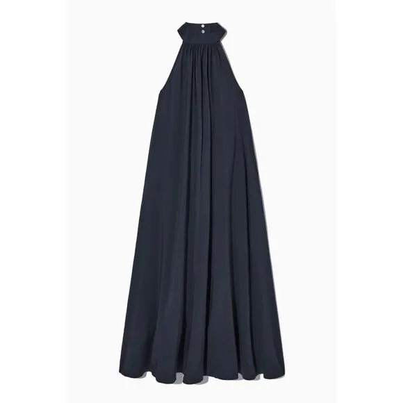 COS Halterneck Maxi Dress Navy
