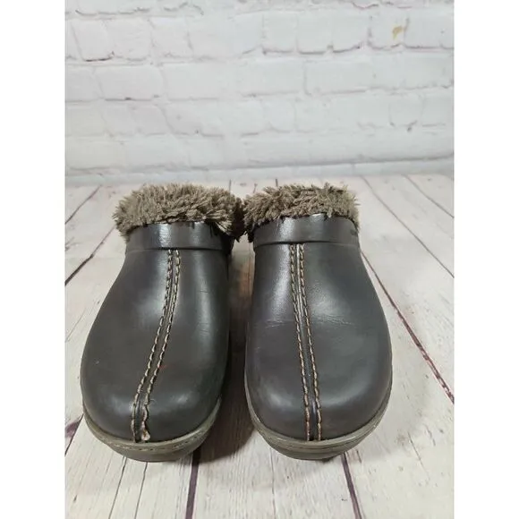 Crocs Cobbler Eva Faux Fur Lined Brown Clogs Mules Shoes Women's Size 8