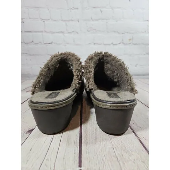Crocs Cobbler Eva Faux Fur Lined Brown Clogs Mules Shoes Women's Size 8