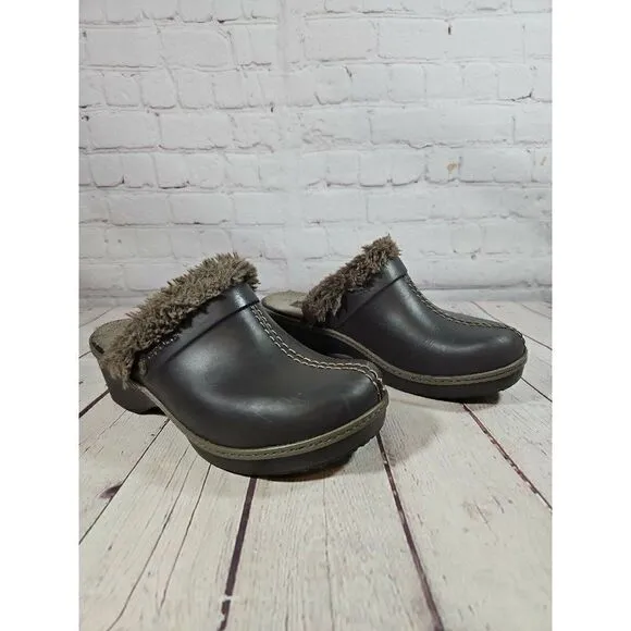 Crocs Cobbler Eva Faux Fur Lined Brown Clogs Mules Shoes Women's Size 8