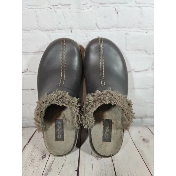 Crocs Cobbler Eva Faux Fur Lined Brown Clogs Mules Shoes Women's Size 8