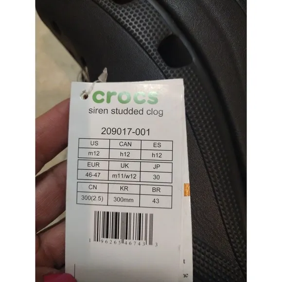 CROCS Shoes Men 12 Women 14 SIREN STUDDED CLOGS Black W/ Silver Studs Heels