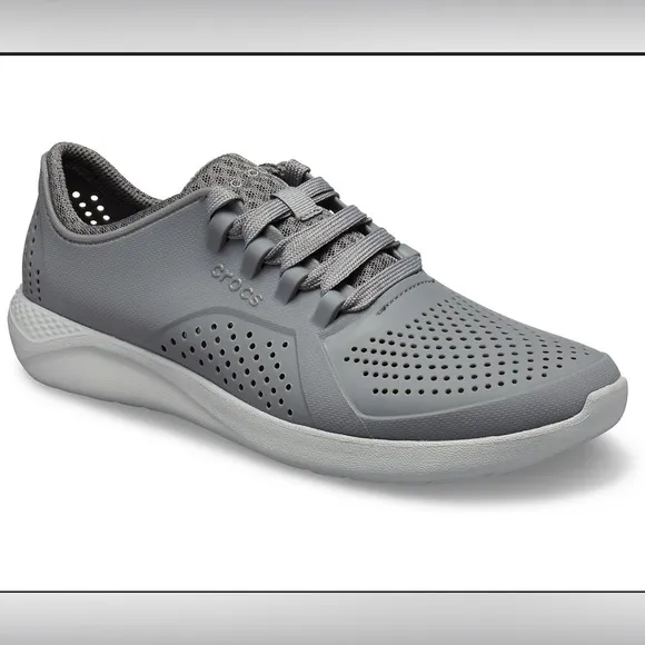 CROCS shoes MENS LITERIDE PACER MENS 7 grey lace up light weight