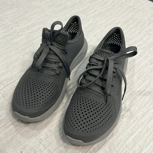 CROCS shoes MENS LITERIDE PACER MENS 7 grey lace up light weight