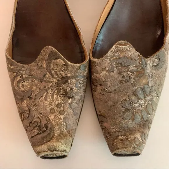 Cydwoq brown leather custom made kitten heels size 39.5