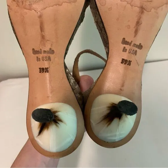 Cydwoq brown leather custom made kitten heels size 39.5