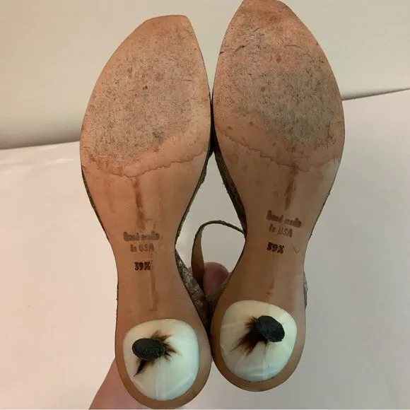 Cydwoq brown leather custom made kitten heels size 39.5