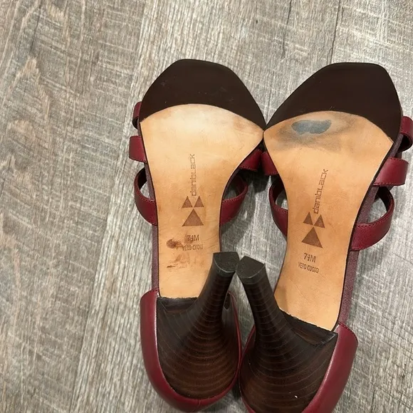 DaniBlack dark red leather stiletto high heeled shoes with floral detail  7.5