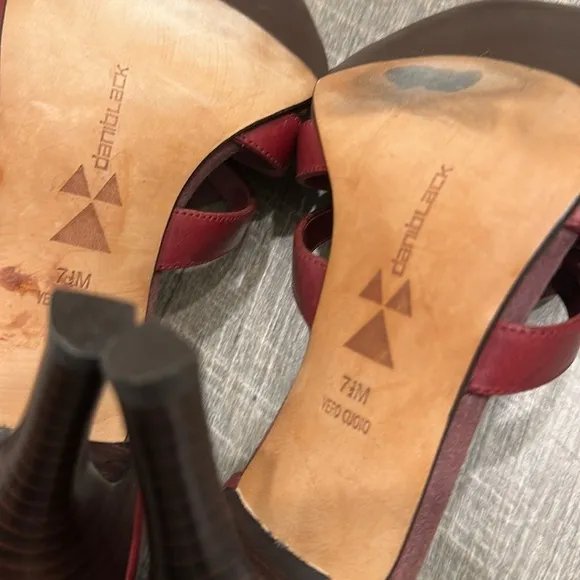 DaniBlack dark red leather stiletto high heeled shoes with floral detail  7.5