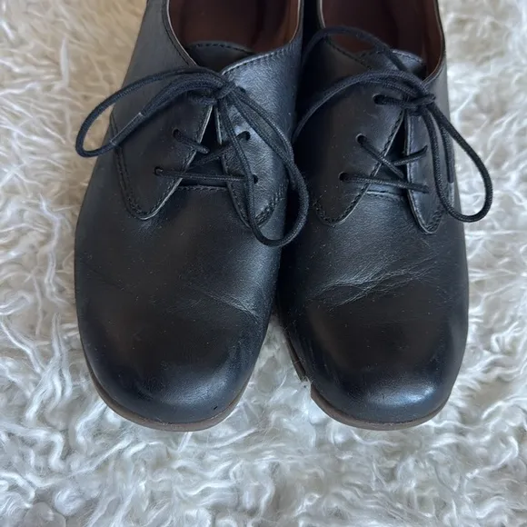 Dansko Louise Lace Up Black Leather Heeled Oxford Shoes Sz 6.5 Black