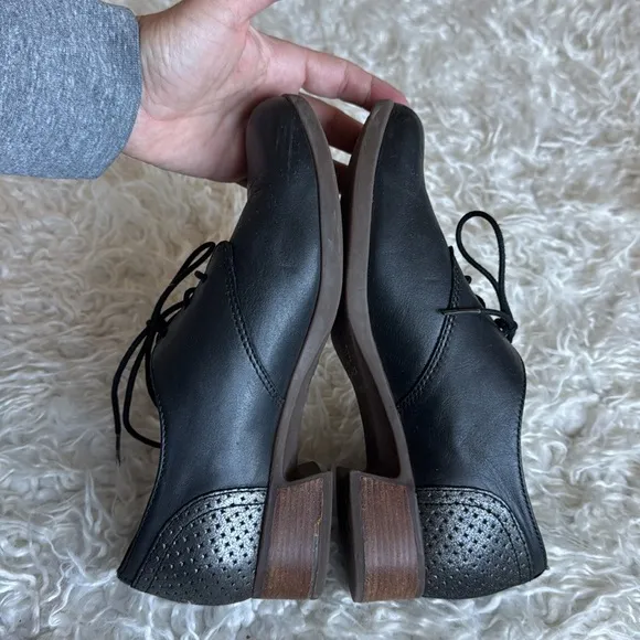 Dansko Louise Lace Up Black Leather Heeled Oxford Shoes Sz 6.5 Black