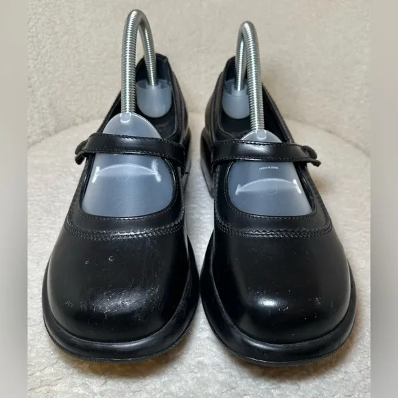 DANSKO Mary Jane’s black leather chunky goth elastic button closure strap 39