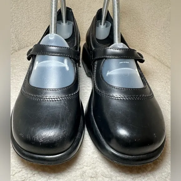 DANSKO Mary Jane’s black leather chunky goth elastic button closure strap 39