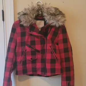 Denim &amp; Supply Ralph Lauren Red Black Buffalo Plaid Detachable Hood Jacket Coat