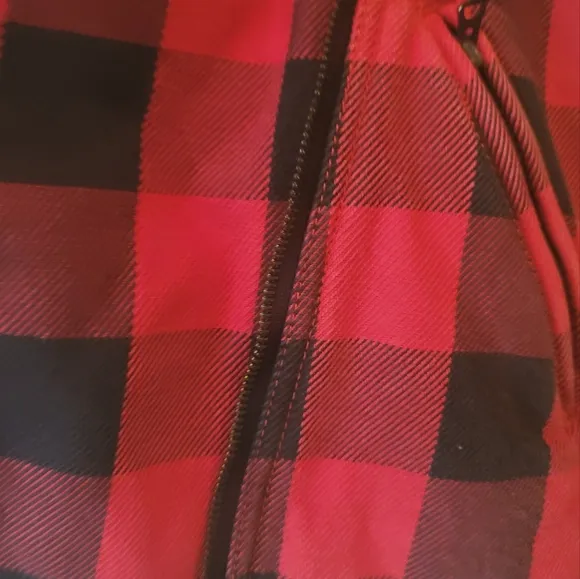 Denim &amp; Supply Ralph Lauren Red Black Buffalo Plaid Detachable Hood Jacket Coat