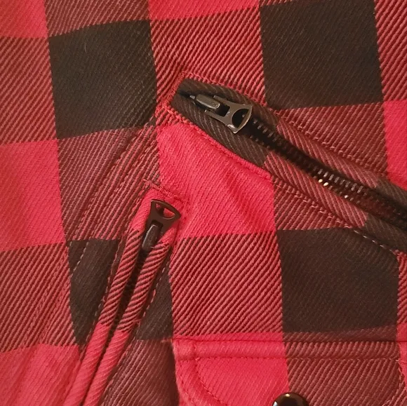 Denim &amp; Supply Ralph Lauren Red Black Buffalo Plaid Detachable Hood Jacket Coat