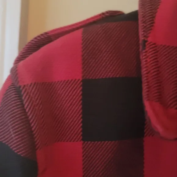 Denim &amp; Supply Ralph Lauren Red Black Buffalo Plaid Detachable Hood Jacket Coat