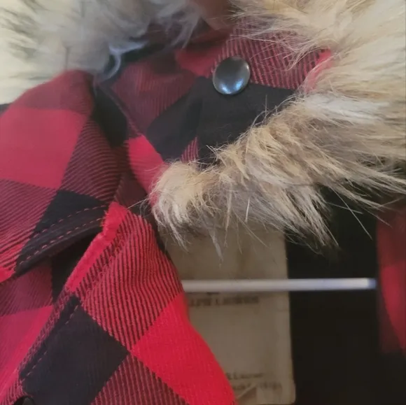 Denim &amp; Supply Ralph Lauren Red Black Buffalo Plaid Detachable Hood Jacket Coat