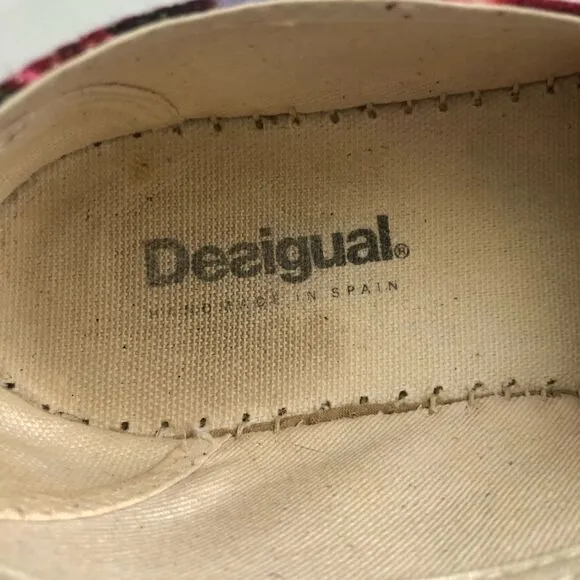 Desigual Canvas Espadrille Shoes Rojo Abril Floral Platform Flats Size 41