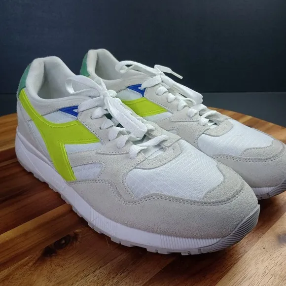 Diadora Men's Tennis Shoes Sz 9 N9002 Ball White Acid Green 501-178368-C2416