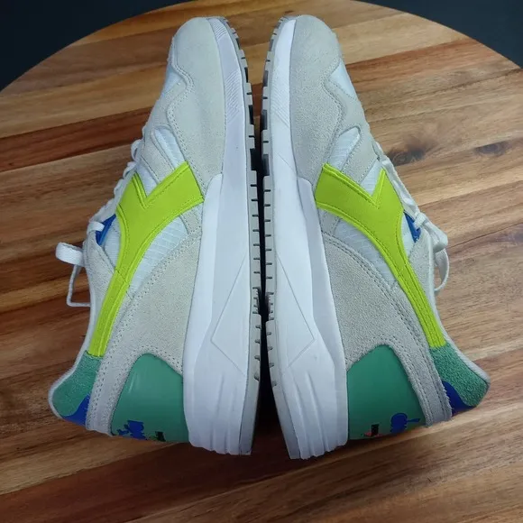 Diadora Men's Tennis Shoes Sz 9 N9002 Ball White Acid Green 501-178368-C2416