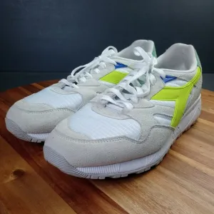 Diadora Men's Tennis Shoes Sz 9 N9002 Ball White Acid Green 501-178368-C2416
