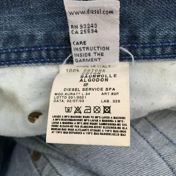 Diesel Kuratt Relaxed Fit Button Fly Denim Y2K Jeans