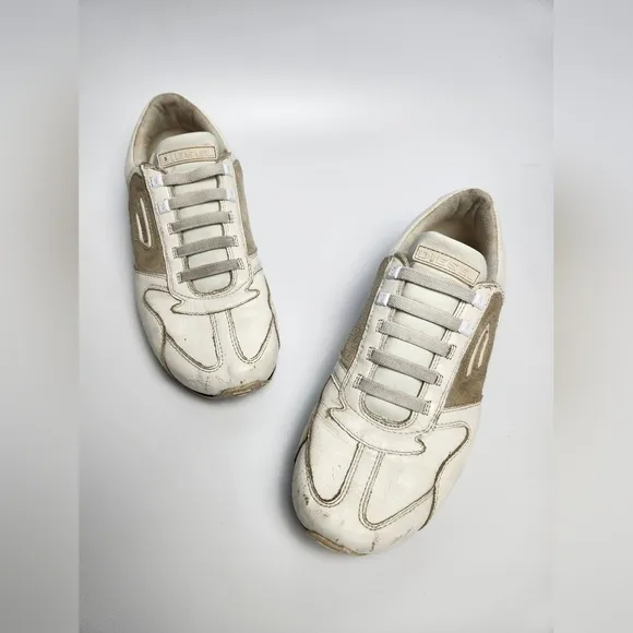 Diesel‎ Vintage Rare Mens White Leather Elastic Slip On Sneakers Size 7.5…
