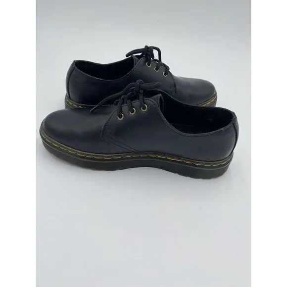 Doc Martens Black Leather Oxfords Shoes Aw004 Women's Size 7 Mens 6 NEW