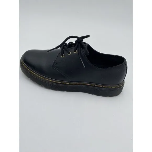 Doc Martens Black Leather Oxfords Shoes Aw004 Women's Size 7 Mens 6 NEW