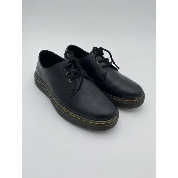 Doc Martens Black Leather Oxfords Shoes Aw004 Women's Size 7 Mens 6 NEW