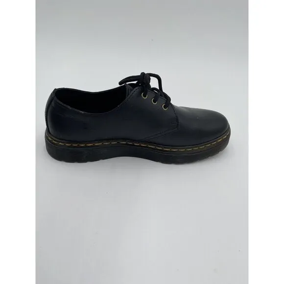 Doc Martens Black Leather Oxfords Shoes Aw004 Women's Size 7 Mens 6 NEW