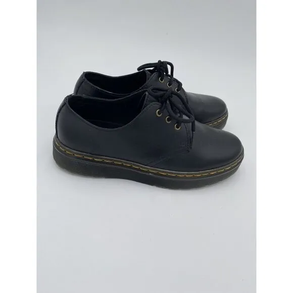 Doc Martens Black Leather Oxfords Shoes Aw004 Women's Size 7 Mens 6 NEW
