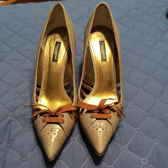 Dolce &amp; Gabbana Gray Leather Shoes