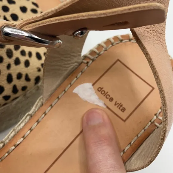 Dolce Vita Leopard Print Cow Hair Lesly Wedges 9