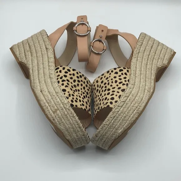Dolce Vita Leopard Print Cow Hair Lesly Wedges 9