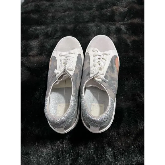 DOLCE VITA Zina Lace-up Sneakers Women's Size 9.5 Camo Canvas Shoes Suede