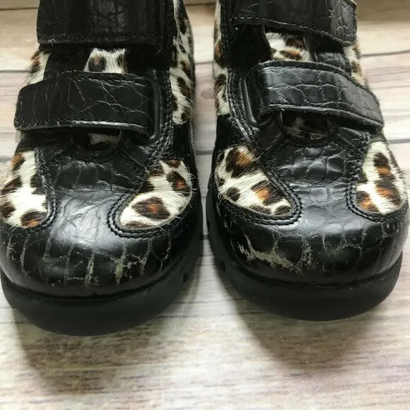 Donald J. Pliner Girls Shoes Size 27 10.5 Leopard Black Furry Ankle Boots Bootie