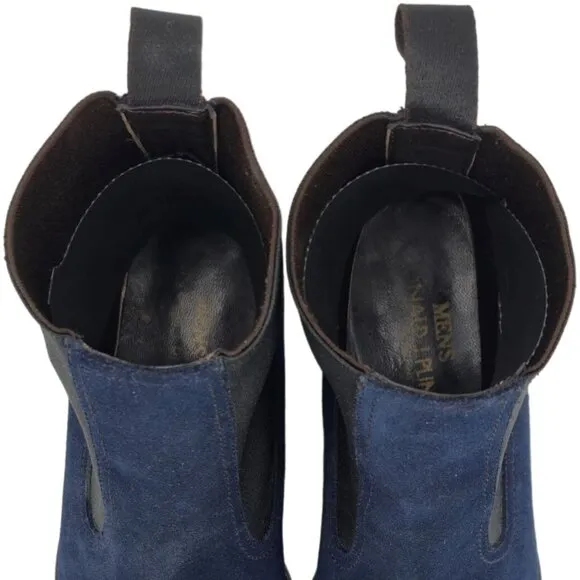 Donald J. Pliner Italy Navy Blue Suede Chelsea Ankle Boots Mens 7.5M Dress Shoes