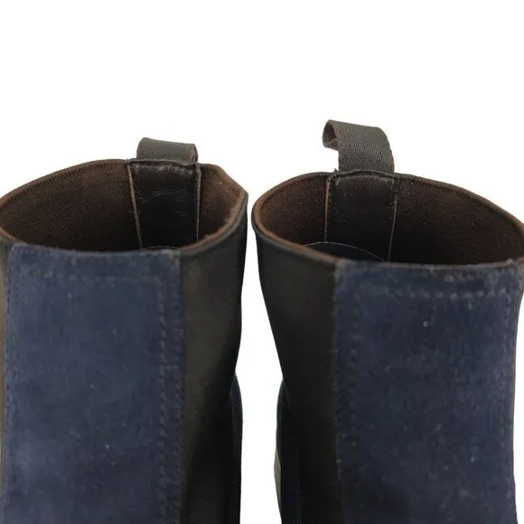 Donald J. Pliner Italy Navy Blue Suede Chelsea Ankle Boots Mens 7.5M Dress Shoes