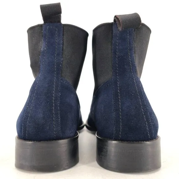 Donald J. Pliner Italy Navy Blue Suede Chelsea Ankle Boots Mens 7.5M Dress Shoes