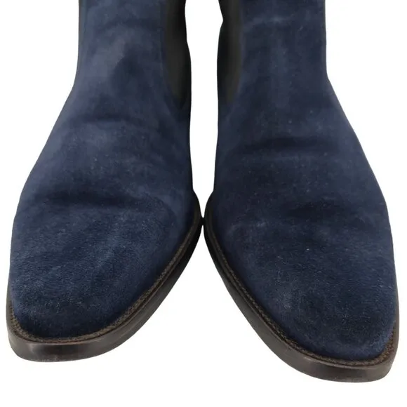 Donald J. Pliner Italy Navy Blue Suede Chelsea Ankle Boots Mens 7.5M Dress Shoes