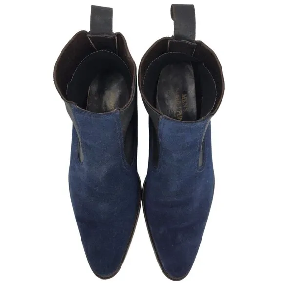 Donald J. Pliner Italy Navy Blue Suede Chelsea Ankle Boots Mens 7.5M Dress Shoes
