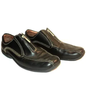 Donald J Pliner Men's Size 10 Ernie Black Leather Zip Up Driving Loafers Shoes