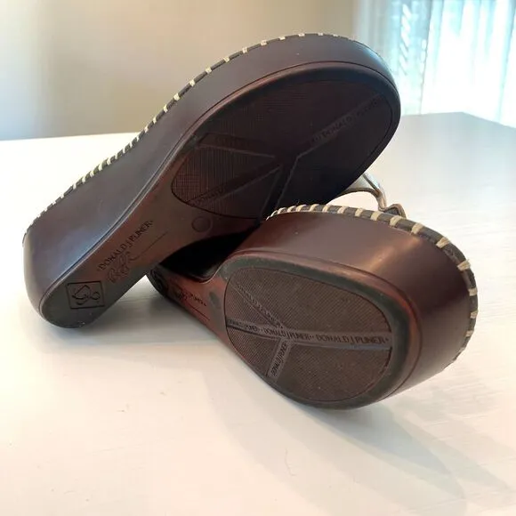 Donald J. Pliner Soft Brown Tan Vachetta Leather Sandals Heels‎ US Size 7.5 M